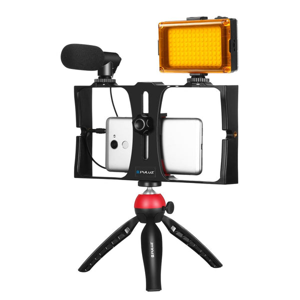 Live Broadcast Vlogging Kit With Led Light Microphone Tripod & Cold Shoe Head Camera Accessory Bundles