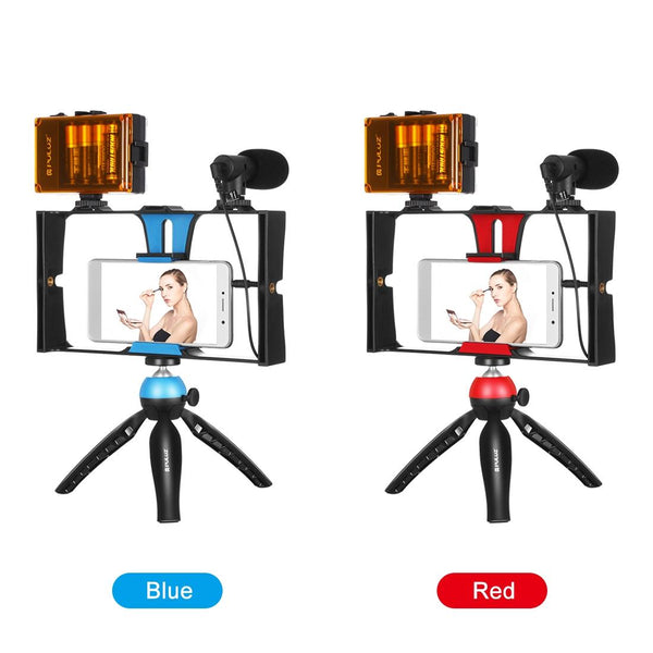 Live Broadcast Vlogging Kit With Led Light Microphone Tripod & Cold Shoe Head Camera Accessory Bundles