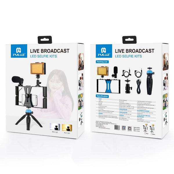 Live Broadcast Vlogging Kit With Led Light Microphone Tripod & Cold Shoe Head Camera Accessory Bundles