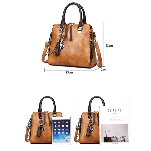 Red Pu Shoulder Bag With Tassel & Cat Pendant Women's Bags & Handbags