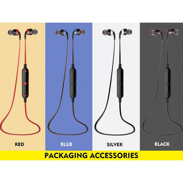 Wireless Sport Bluetooth Earphones With In Line Control Black Red Earbuds