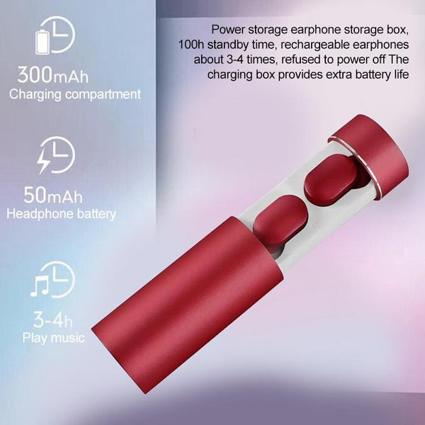 Wireless Touch Bluetooth Headset With Smart Magnetic Charging Automatic Pairing Red Earbuds