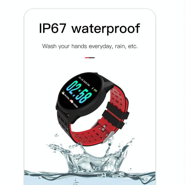 Waterproof Smart Bracelet With Call Heart Sleep Bp And Oxygen Monitoring Ip67 Red Activity Trackers