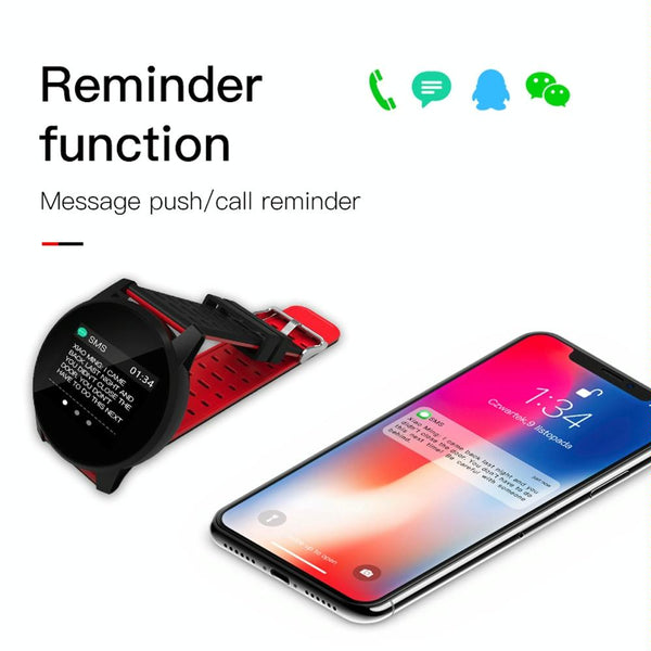 Waterproof Smart Bracelet With Call Heart Sleep Bp And Oxygen Monitoring Ip67 Red Activity Trackers
