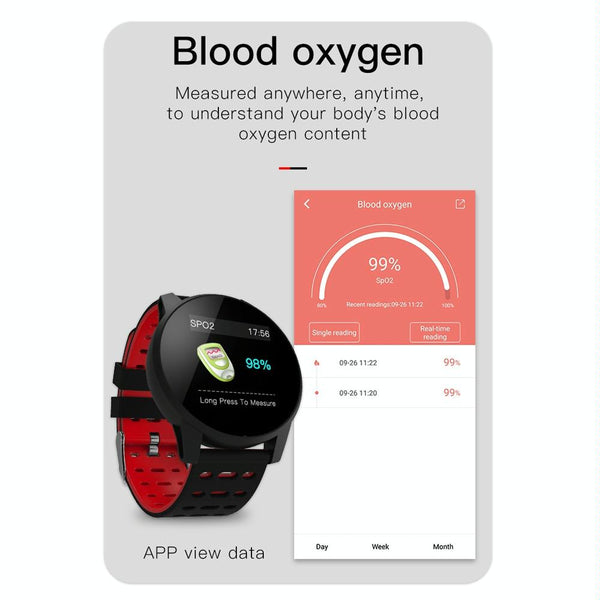 Waterproof Smart Bracelet With Call Heart Sleep Bp And Oxygen Monitoring Ip67 Red Activity Trackers