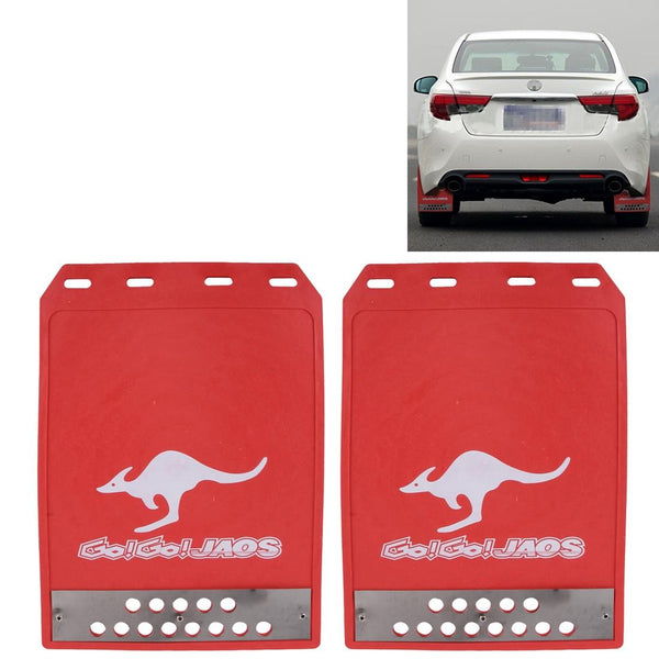 Premium Heavy Duty Molded Splash Front And Rear Mud Flaps Fender Guard Medium Size Random Pattern Red Fenders & Mud Guards
