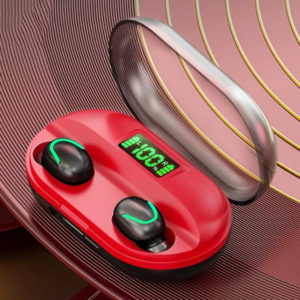 T2 Tws Touch Digital Display True Wireless Bluetooth 5.0 Earphone With Charging Box Red Earbuds