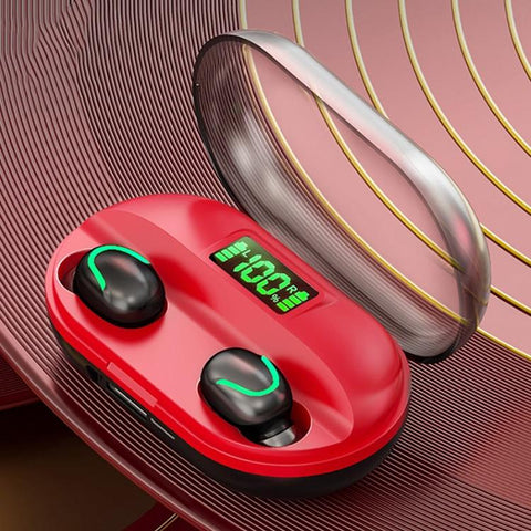 T2 Tws Touch Digital Display True Wireless Bluetooth 5.0 Earphone With Charging Box Red Earbuds