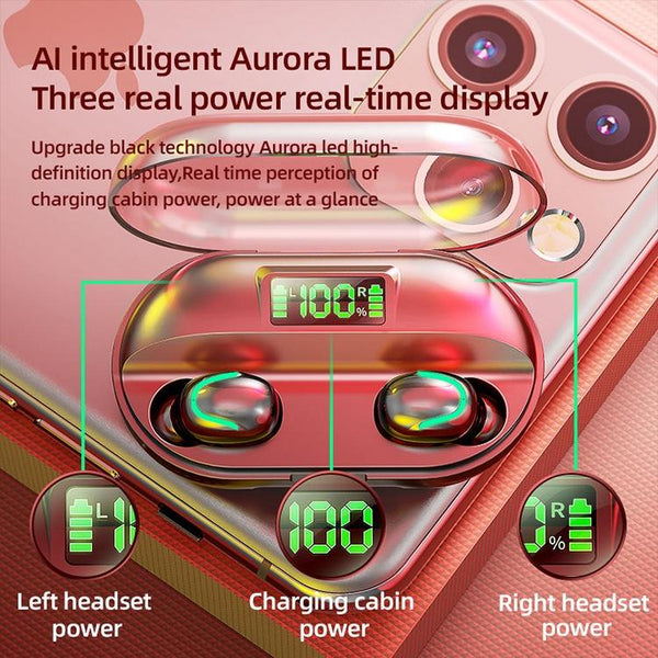 T2 Tws Touch Digital Display True Wireless Bluetooth 5.0 Earphone With Charging Box Red Earbuds