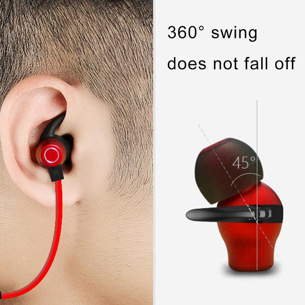 Xrm X5 Sports Ipx4 Waterproof Magnetic Wireless Bluetooth V4.1 Stereo In Headset Red Earbuds