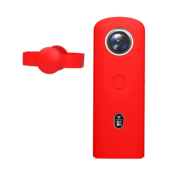 360 Camera Silicone Case With Lens Cover For Ricoh Theta Sc2_Red Camera Cases Bags & Covers