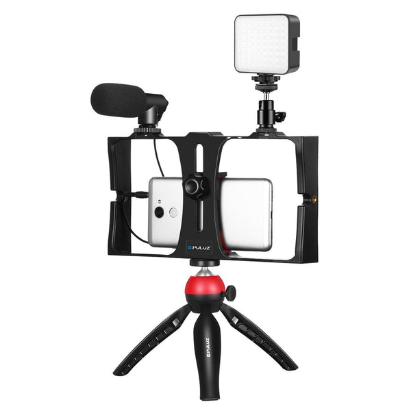 Vlogging Live Broadcast Kit With Led Fill Light Microphone Tripod Mount & Cold Shoe Head Tripod Mount Accessories