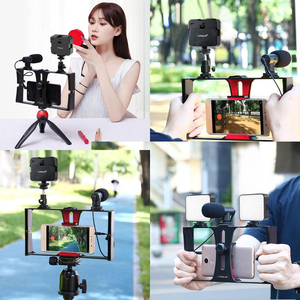 Vlogging Live Broadcast Kit With Led Fill Light Microphone Tripod Mount & Cold Shoe Head Tripod Mount Accessories