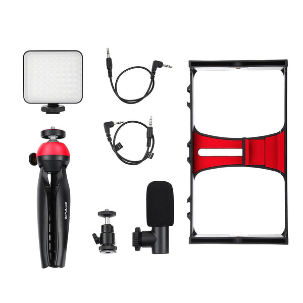 Vlogging Live Broadcast Kit With Led Fill Light Microphone Tripod Mount & Cold Shoe Head Tripod Mount Accessories