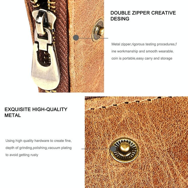 Leather Wallet With Rfid Protection And Strap Card Slots Red Wallets