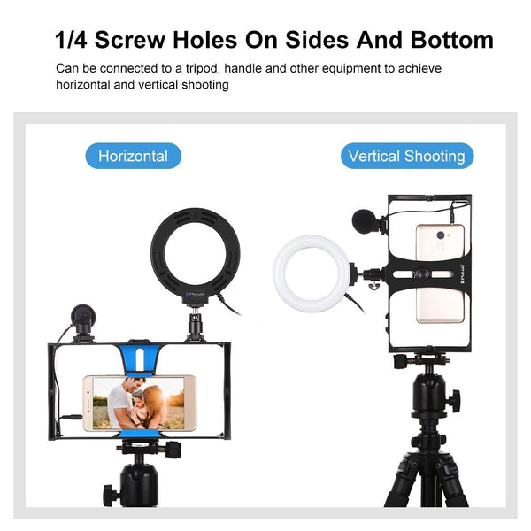 3 In 1 Vlogging Kit With Smartphone Rig Microphone And Led Ring Light_Red Other Mobile Accessories