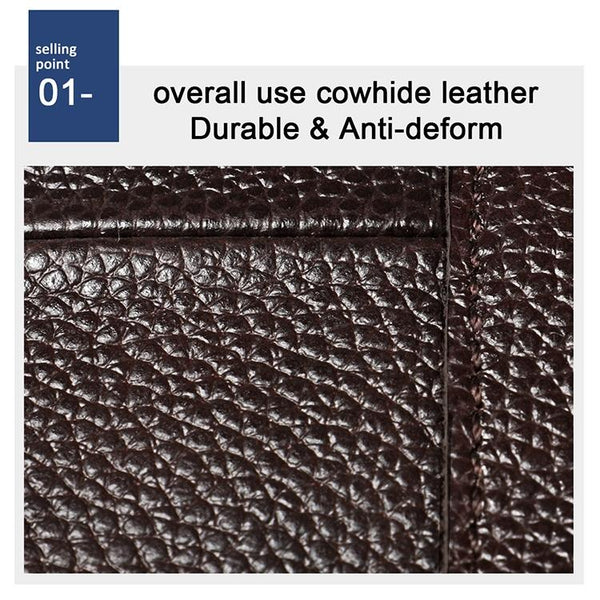 Men Litchi Texture Full Grain Cowhide Crossbody Bag Red Bags