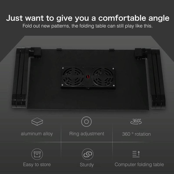 Foldable Laptop Stand With Fans & Mouse Pad Aluminum Red Stands Holders & Car Mounts