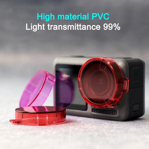 Round Lens Filter For Dji Action Camera Red Lenses