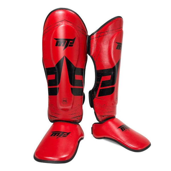 Thickened Leg Guards For Freestyle Grappling Thai Boxing And Taekwondo_Red Shin Guards