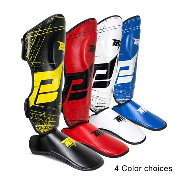 Thickened Leg Guards For Freestyle Grappling Thai Boxing And Taekwondo_Red Shin Guards