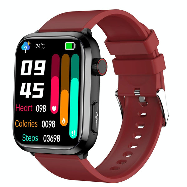 1.91 Inch Ips Screen Ip67 Waterproof Silicone Band Smart Watch Support Body Temperature Monitoring / Ecg Red Smart Watches