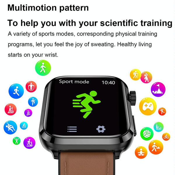 1.91 Inch Ips Screen Ip67 Waterproof Silicone Band Smart Watch Support Body Temperature Monitoring / Ecg Red Smart Watches