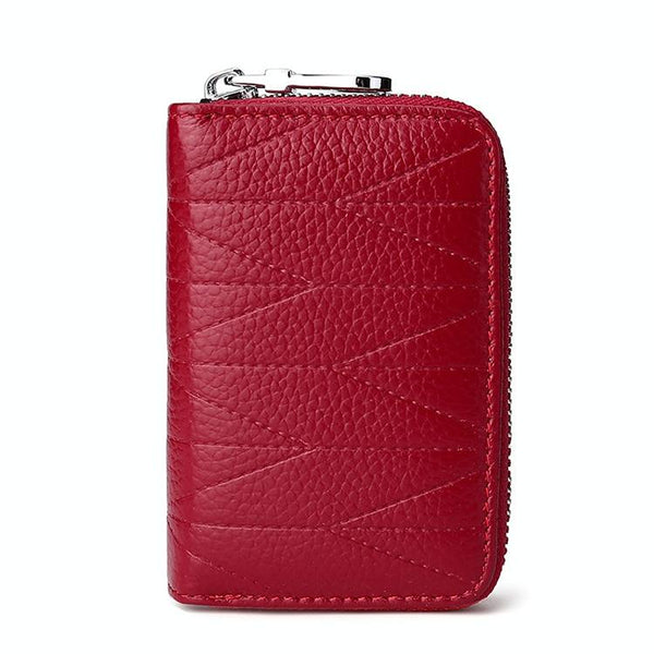 Women Anti Magnetic Leather Rfid Wallet Wine Red Wallets