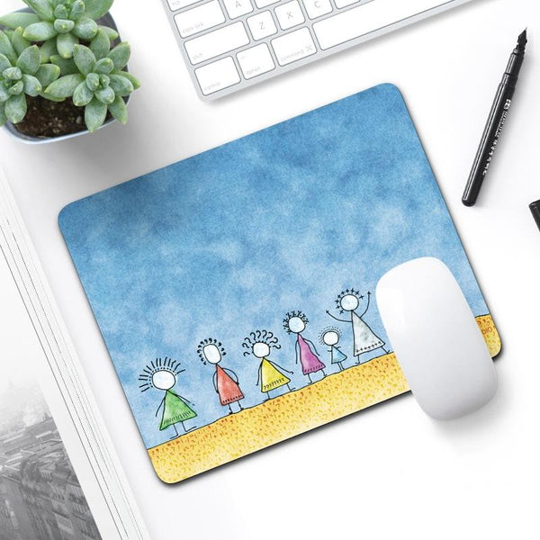 6 Piece Non Slip Mouse Pad Set 21 X 26Cm Thick Rubber Anti Skid Durable Beach Family Mouse Pads & Wrist Rests