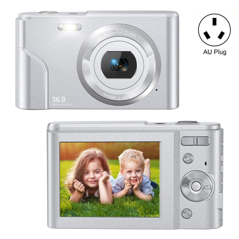 36Mp 2.7K Full Hd Digital Camera With 16X Zoom For Children 2.4 Inch Screen Silver Digital Cameras