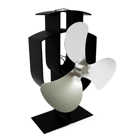 3 Blade High Temperature Metal Heat Powered Fireplace Stove Fan Silver Fireplace & Stove Accessories