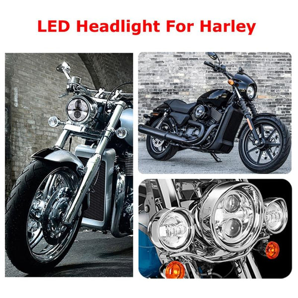 5.75 Inch Dc12v 6000K 6500K 40W Car Led Headlight For Harley Silver Led Car Lights