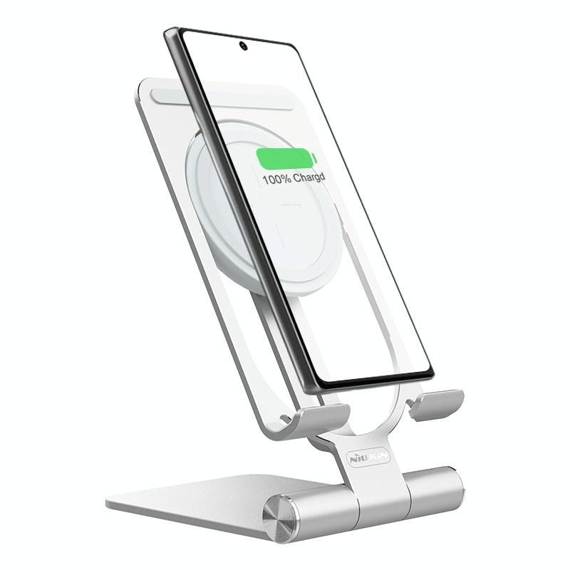 15W Foldable Wireless Charger & Phone Holder Silver Chargers & Cradles