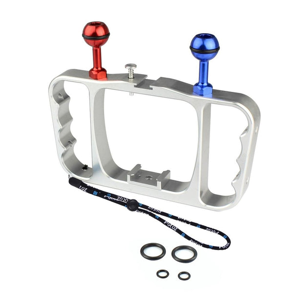 Aluminum Dual Handheld Diving Light Arm Mount For Action Cameras_Red Blue Other Camera & Photo Accs