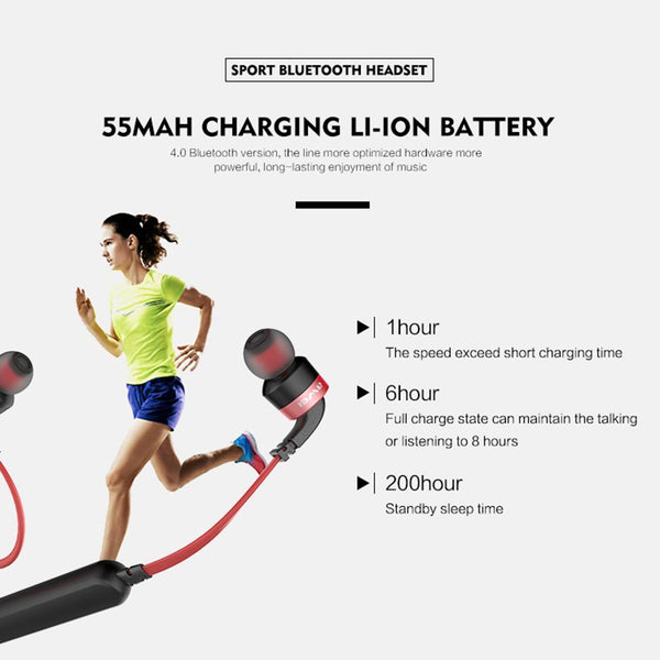 Wireless Sport Bluetooth Earphones With In Line Control Black Silver Earbuds