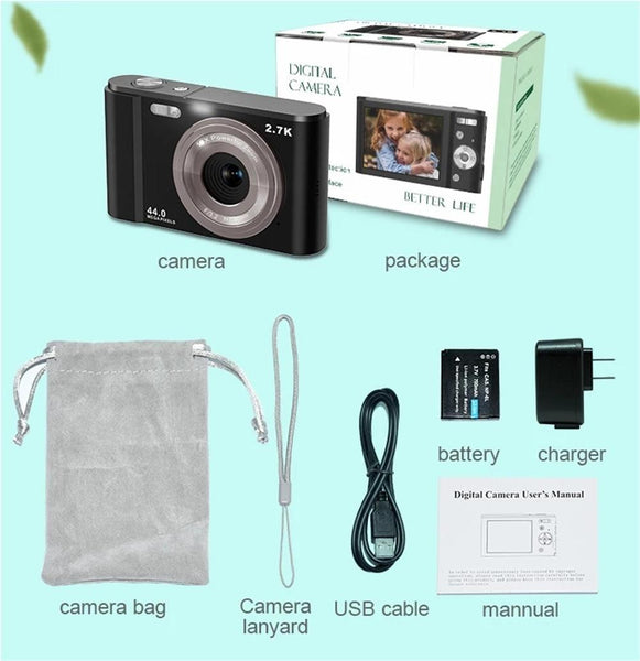 2.7K Full Hd 44Mp 16X Zoom 2.88 Digital Camera For Kids Digital Cameras