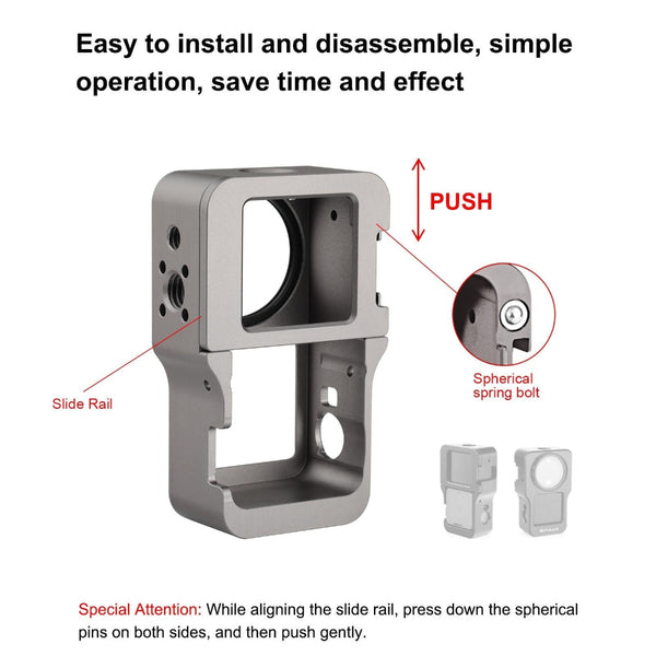 Aluminum Cage For Dji Action 2 Cnc Alloy_Gray Camera Cases Bags & Covers