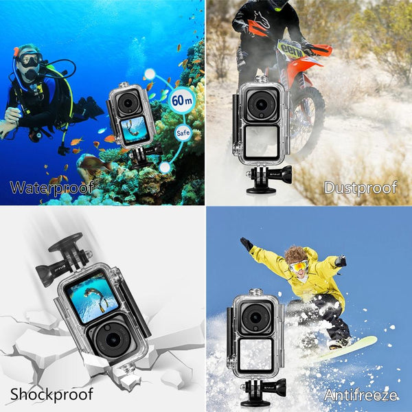 Waterproof Housing For Dji Action 2 Camera And Combo Audio Video Use Camera Cases Bags & Covers