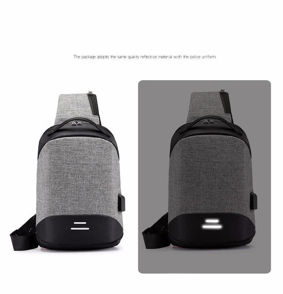 Versatile Oxford Shoulder Bag With Earphone Usb Navy Blue Bags