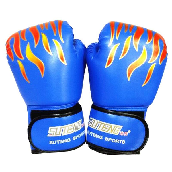 Adult Flame Pattern Pu Leather Boxing Gloves Fitness White Gloves Boxing