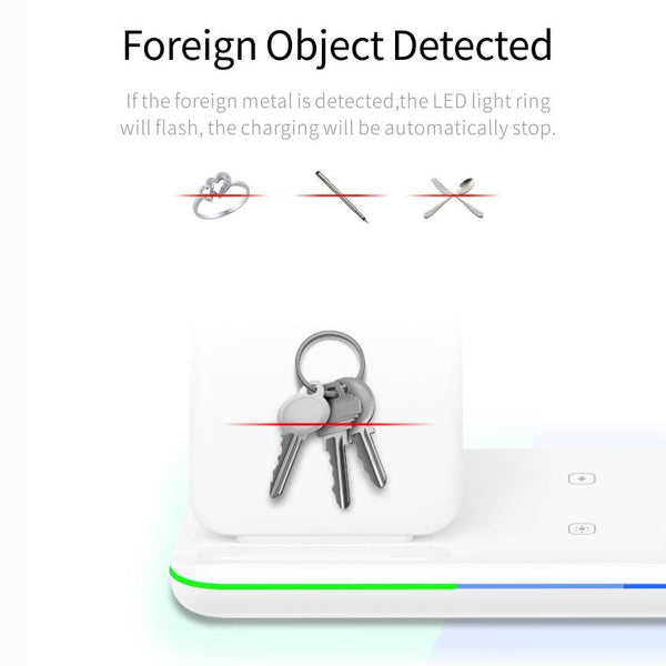 3 In 1 Magnetic Wireless Charger With Touch Ring Light White Chargers & Cradles