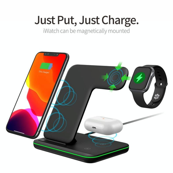 3 In 1 Magnetic Wireless Charger With Touch Ring Light White Chargers & Cradles
