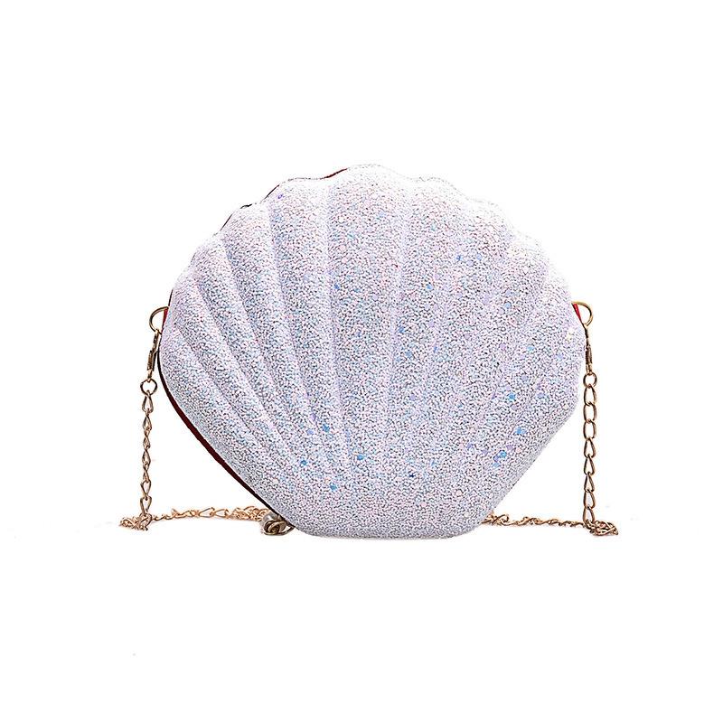 Sequined Shell Crossbody Bag Single Shoulder Fashion Accessory White Women's Bags & Handbags