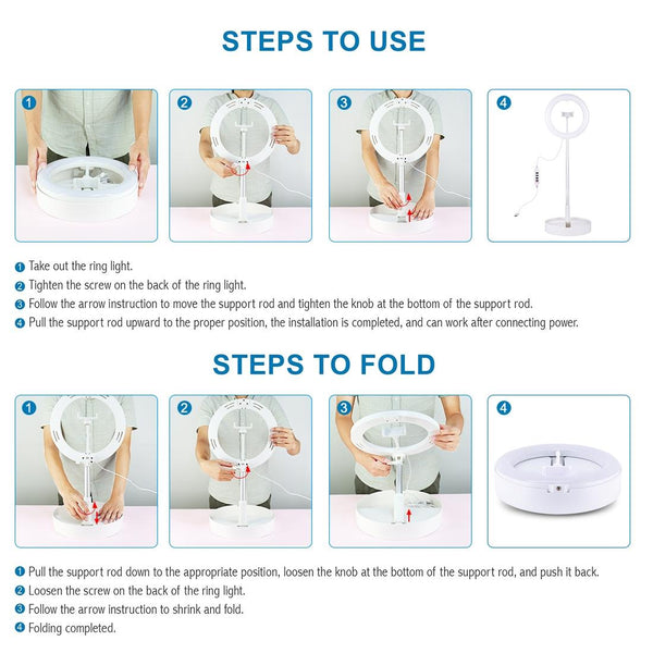 10.2Inches Dual Colour Led Ring Light With Usb Bluetooth Remote And Phone Holder White Bike Phone Holders