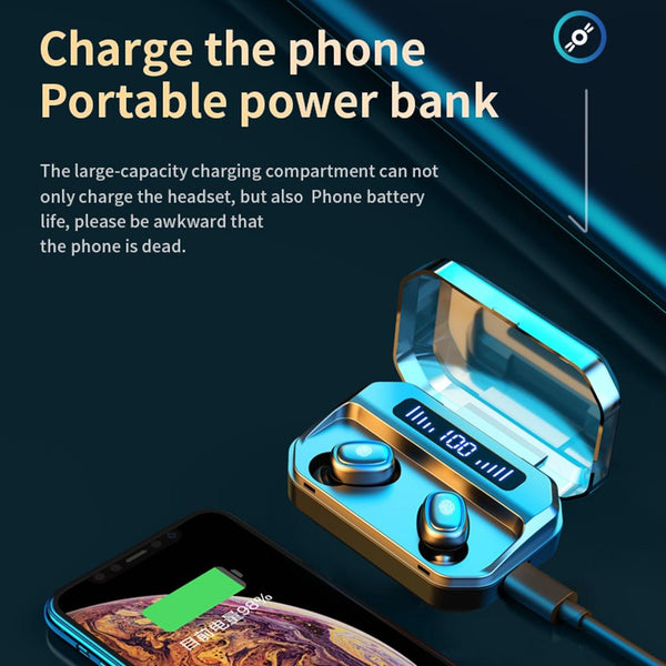 Wireless Bluetooth 5.0 With Touch Display & Charging Case White Earbuds