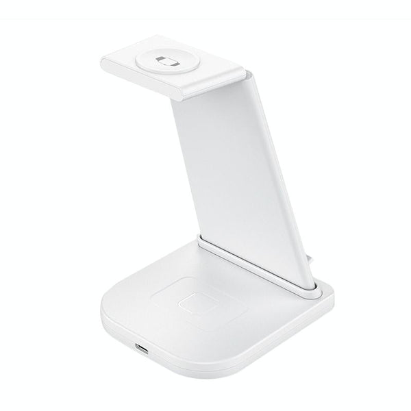 3 In 1 Foldable Charging Stand For Iphones Apple Watch And Airpods White Mounts & Holders