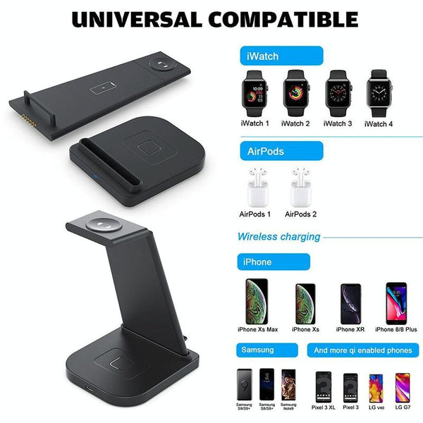 3 In 1 Foldable Charging Stand For Iphones Apple Watch And Airpods White Mounts & Holders