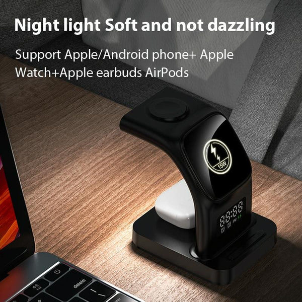 15W Magnetic Wireless Charger With Clock White Chargers & Cradles