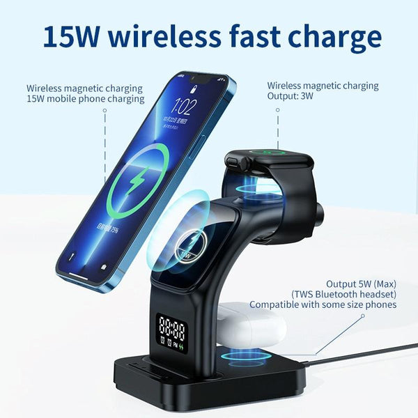 15W Magnetic Wireless Charger With Clock White Chargers & Cradles