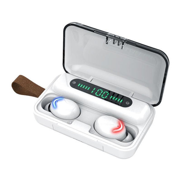 Bluetooth Earphone With Noise Reduction & Breathing Light Hand Strap White Earbuds